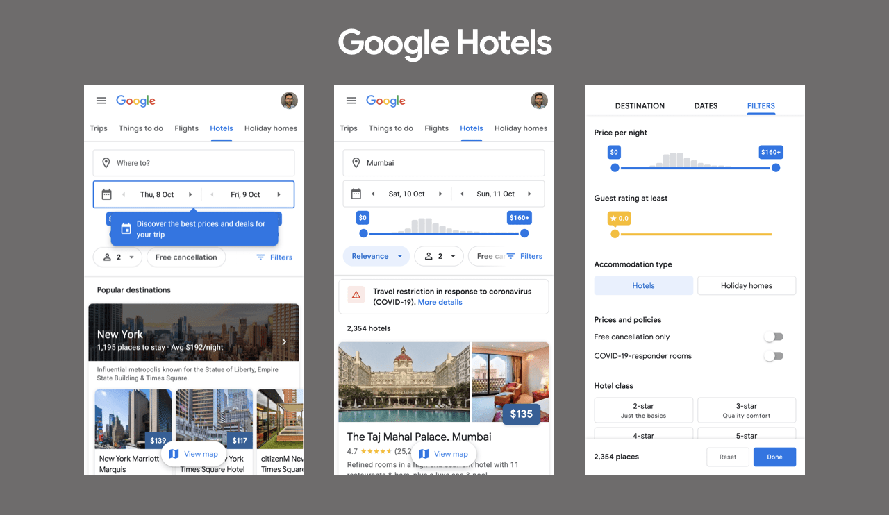 Google Hotels on mobile web