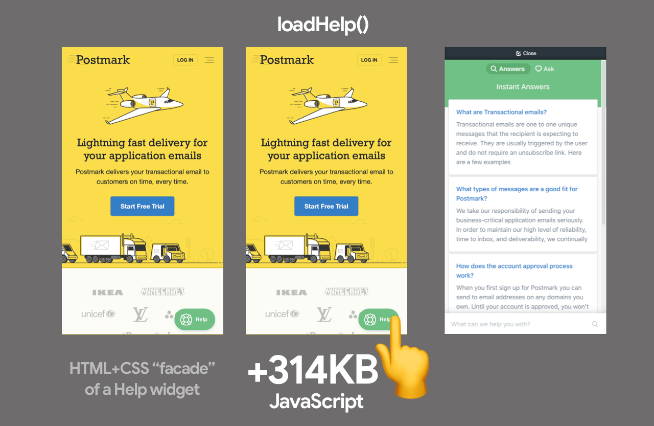 A HTML+CSS approximate of the customer help widget