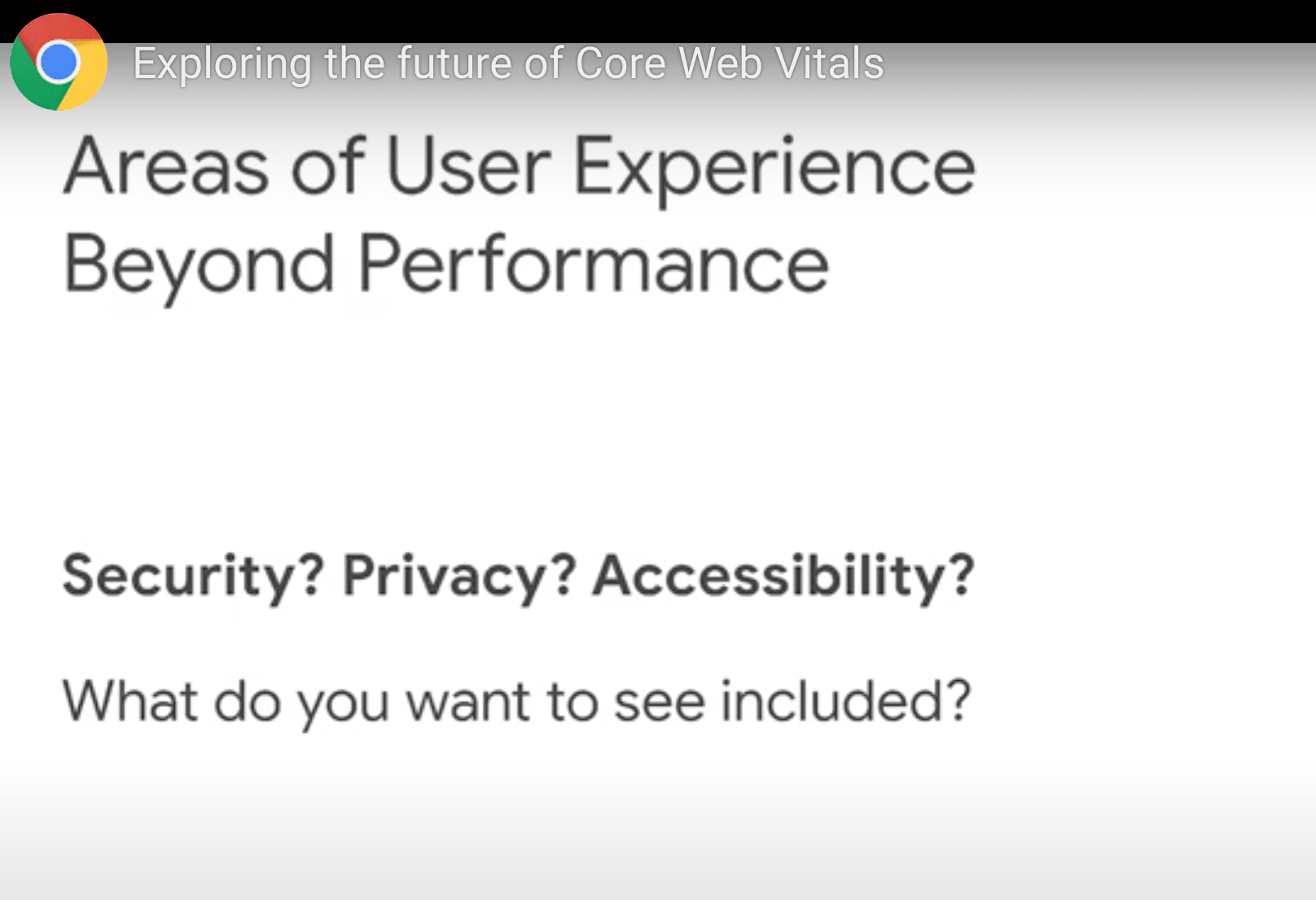 Google Web Vitals including security, privacy and accessibility?