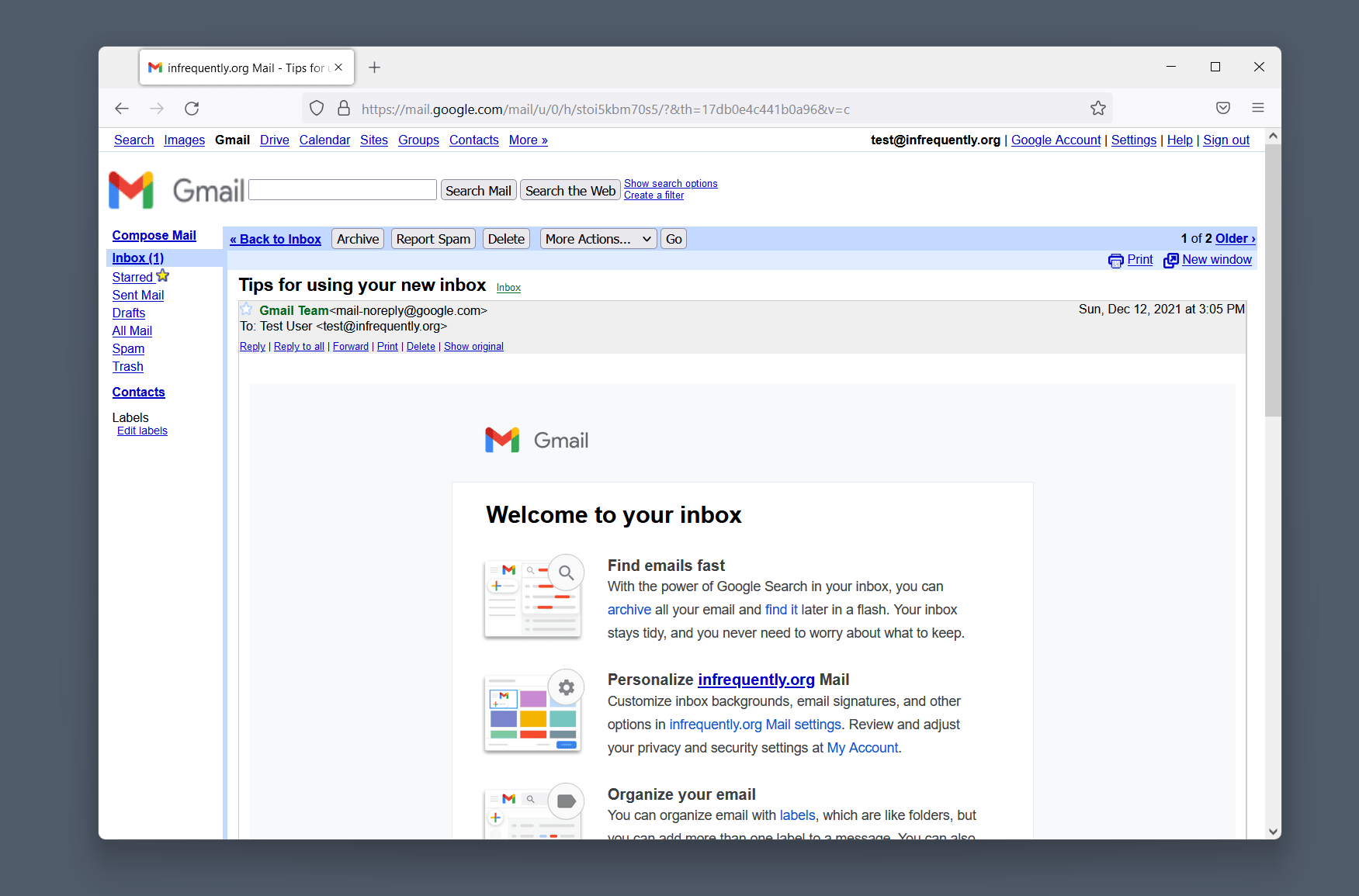 Displaying a message in the 'Basic HTML' version requires a full page refresh.