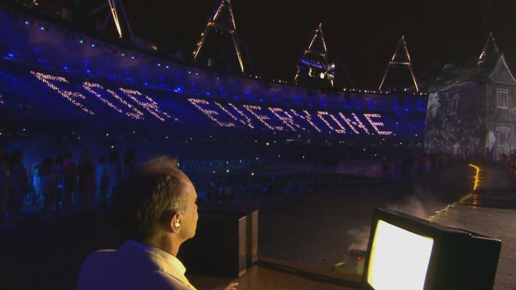 Tim Berners-Lee tweets that 'This is for everyone' at the 2012 Olympic Games opening ceremony using the NeXT computer he built the original browser and web server on.