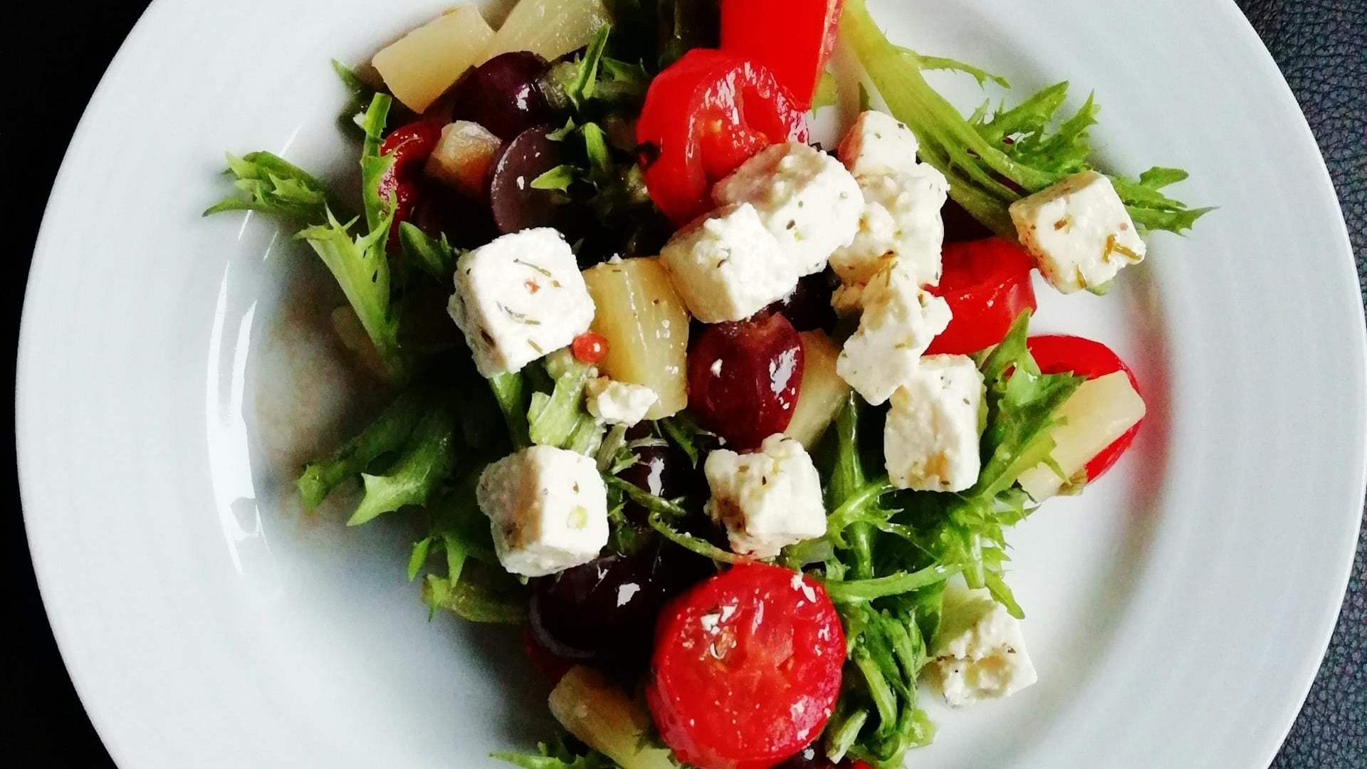 Vegetable Salad on White Ceramic Plate