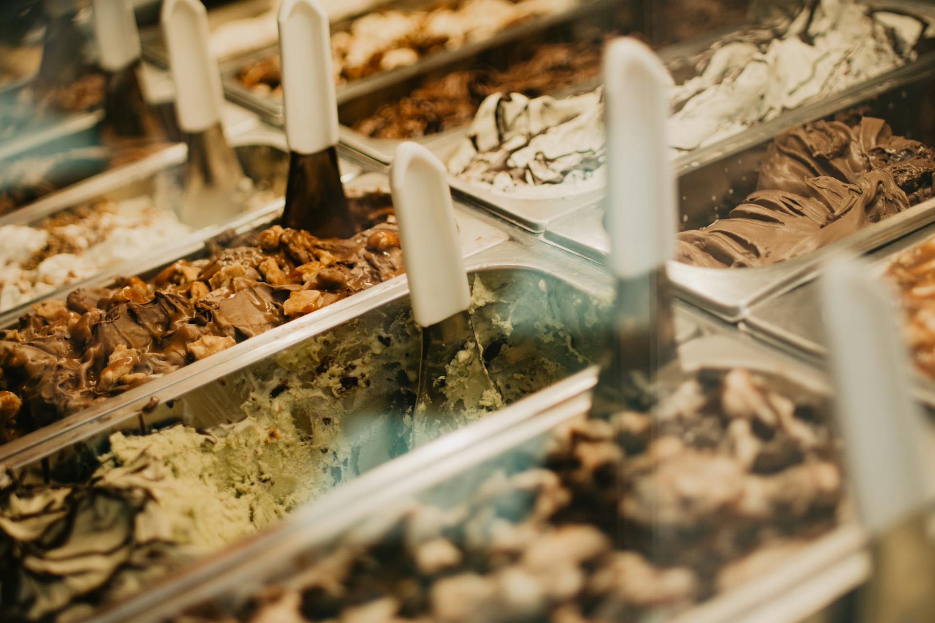 Gelato ice creams on display