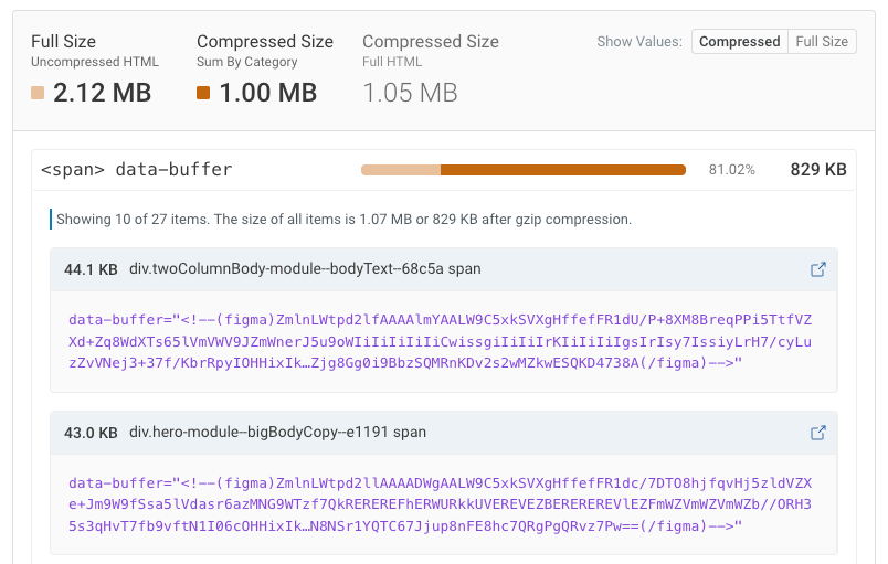Figma data-buffer values on a web page