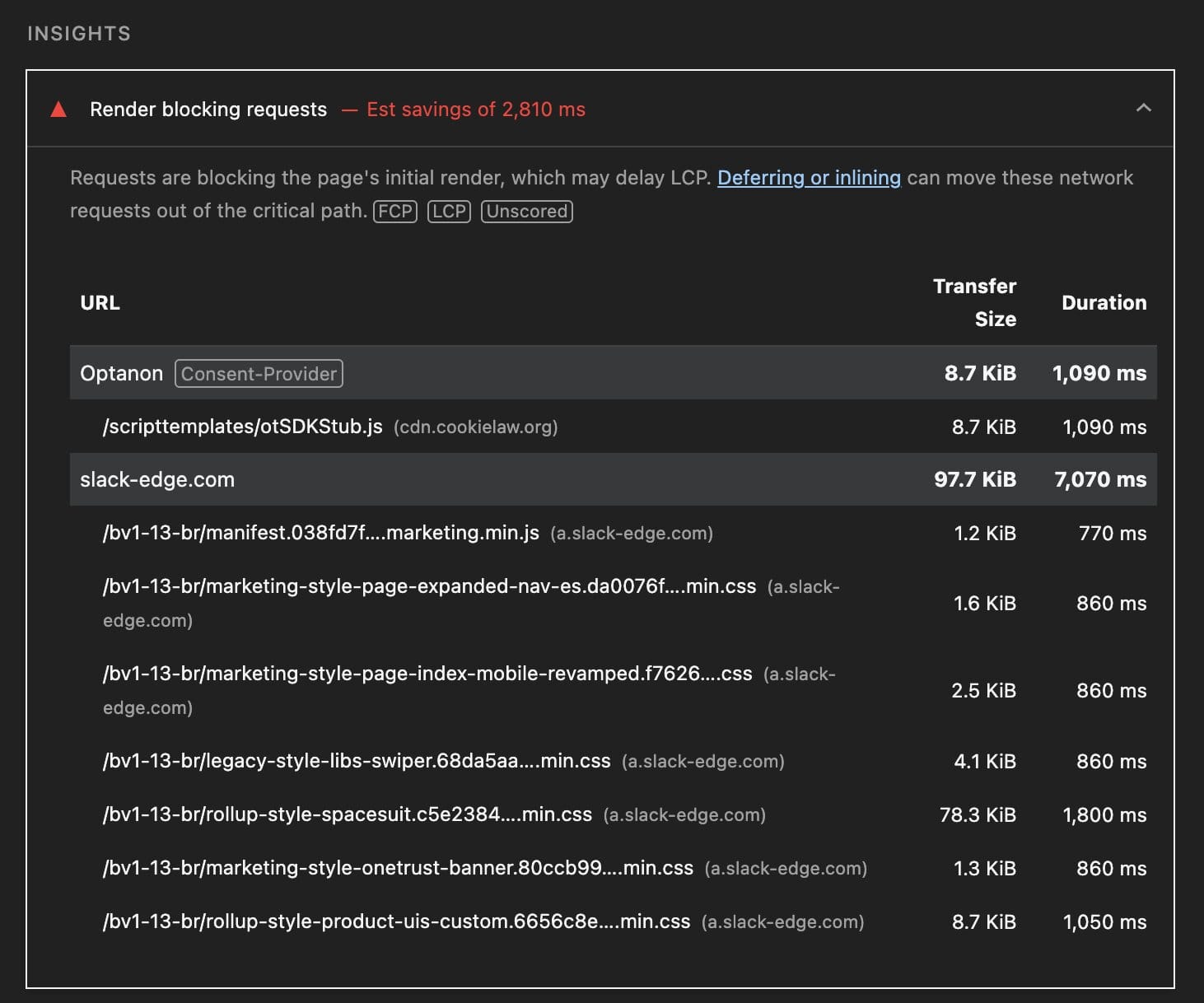 Lighthouse Render Blocking Requests