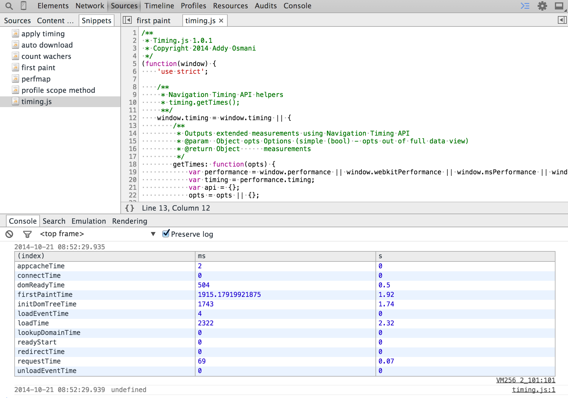 Web Performance Calendar Performance measurements using 